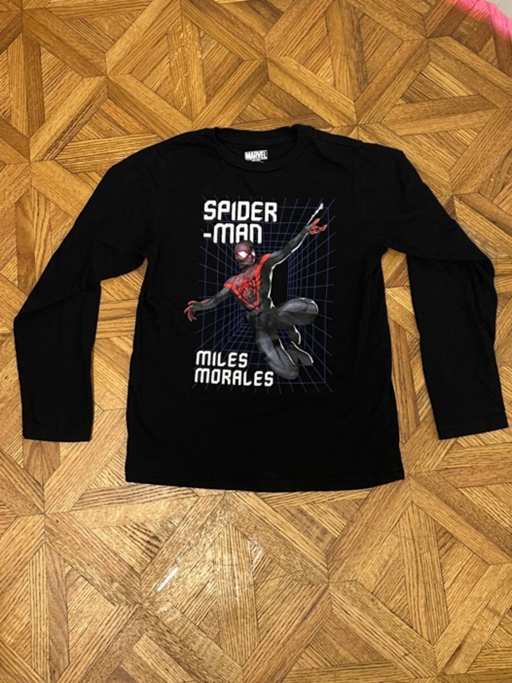 Marvel Spider-Man Miles Morales Graphic Crewneck Long Sleeve Tee - Black